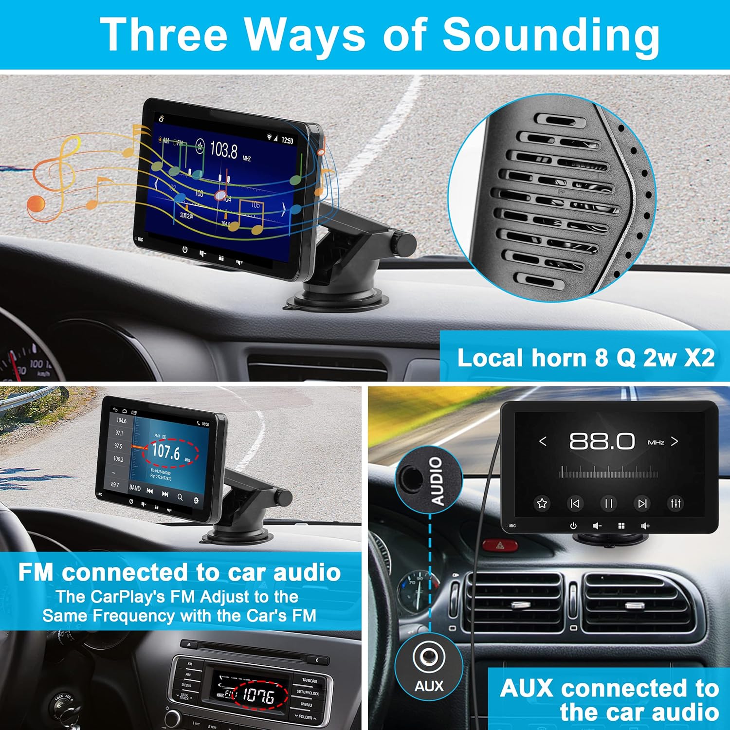 Pantalla Inhalambrica Para Coche, Compatible Con Apple Carplay Y Android, Pantalla Táctil HD De 7 Pulgadas 1080P Con Bluetooth 5.0, Compatible Con Mirror Link